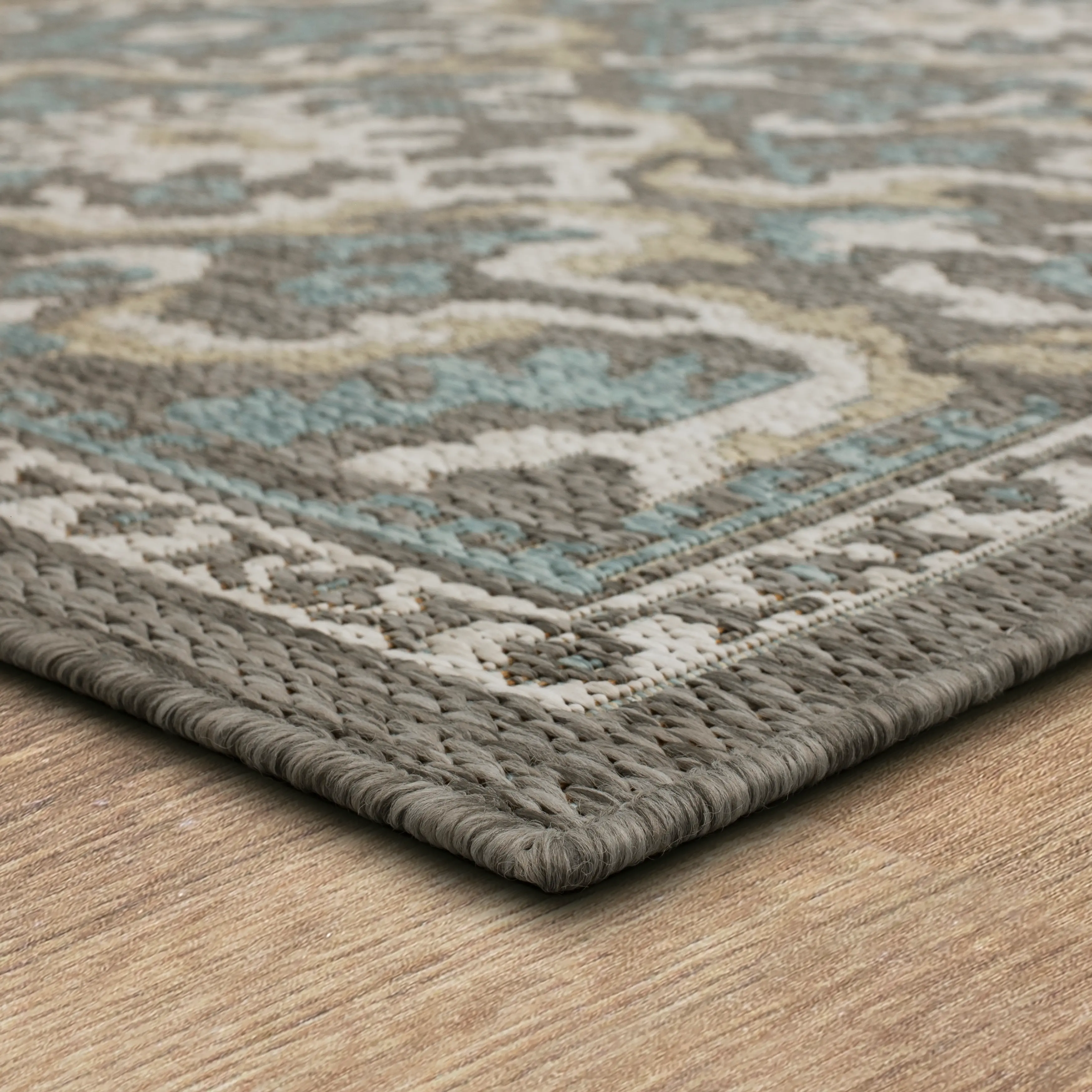 92311-E422/5.3X7.6 Mohawk Outdoor Home 5 x 8 Oushak Platinum Aqua Indoor-Outdoor Rug-8