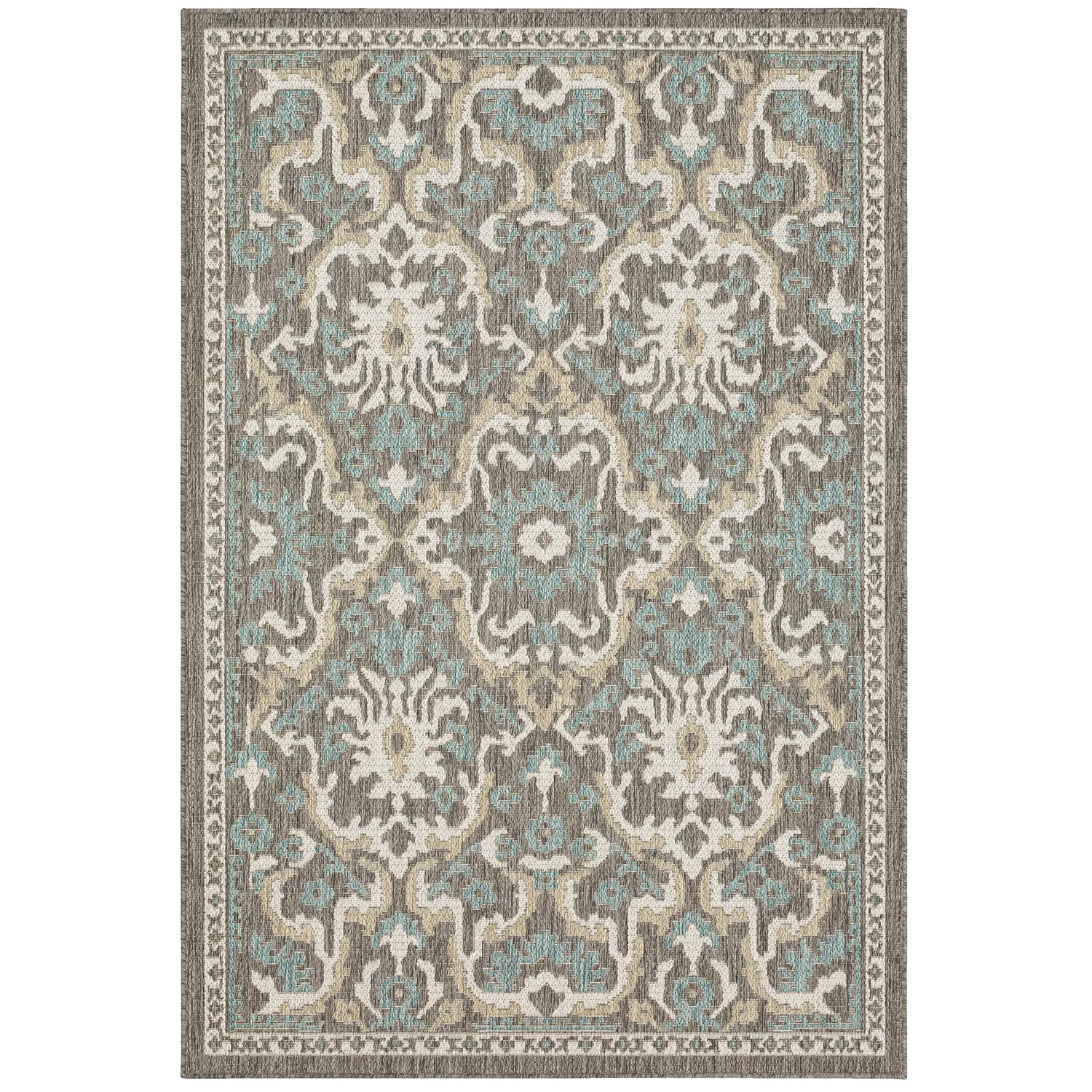 92311-E422/8X10 Mohawk Outdoor Home 8 x 10 Oushak Platinum Aqua Indoor-Outdoor Rug-1