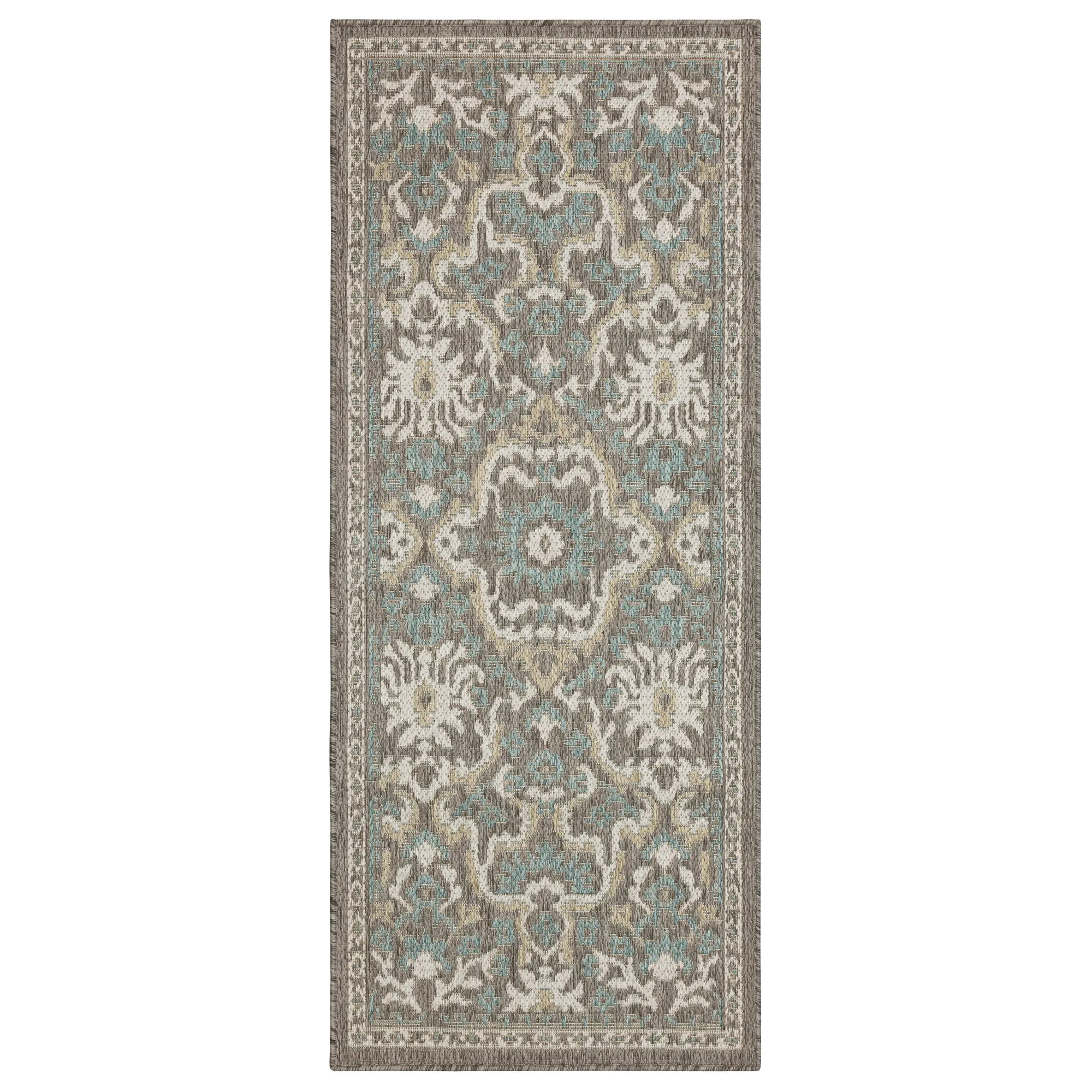 92311-E422/8X10 Mohawk Outdoor Home 8 x 10 Oushak Platinum Aqua Indoor-Outdoor Rug-9