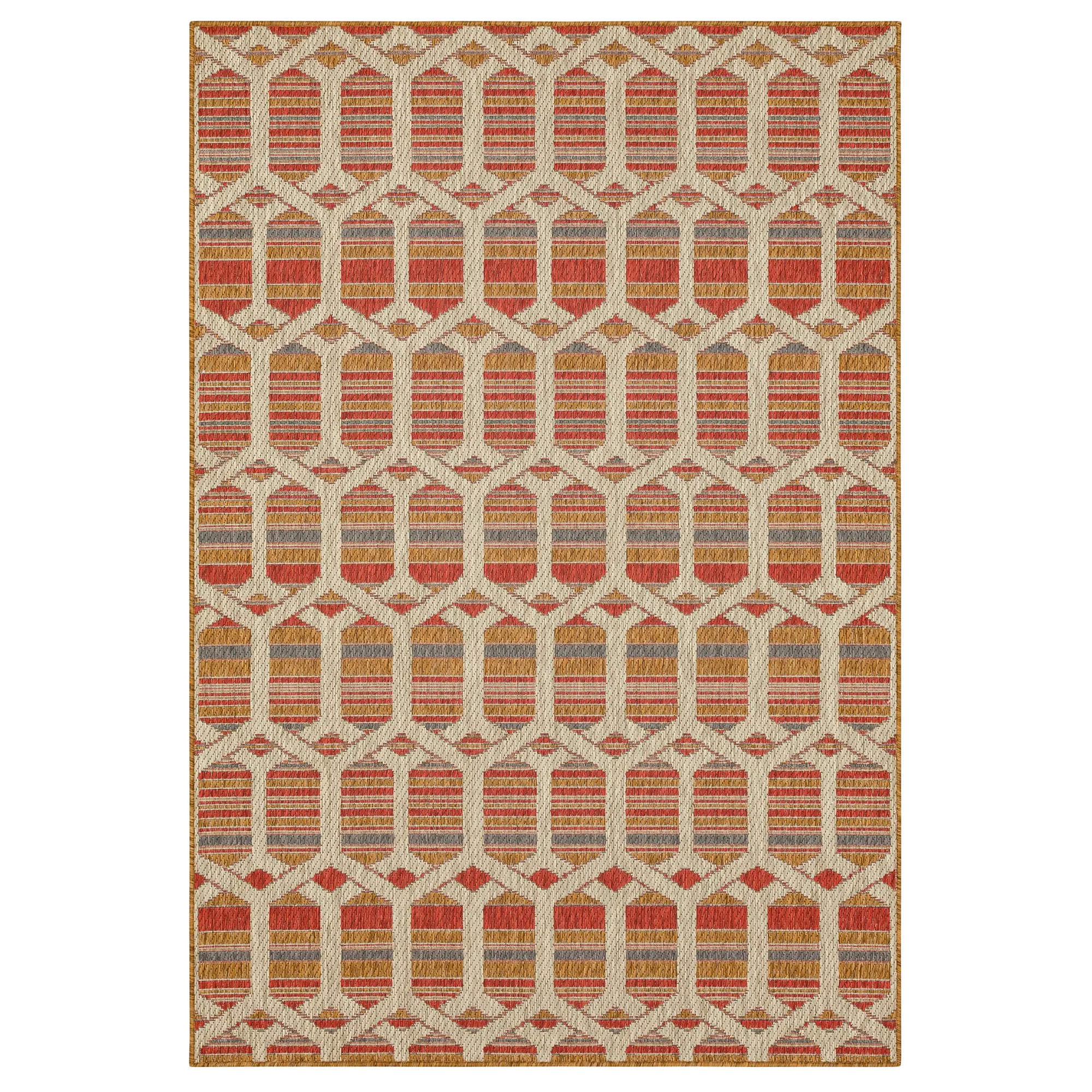92313-1444/5.3X7.6 Mohawk Outdoor Home 5 x 8 Hex Trellis Tandoori Indoor-Outdoor Rug-1