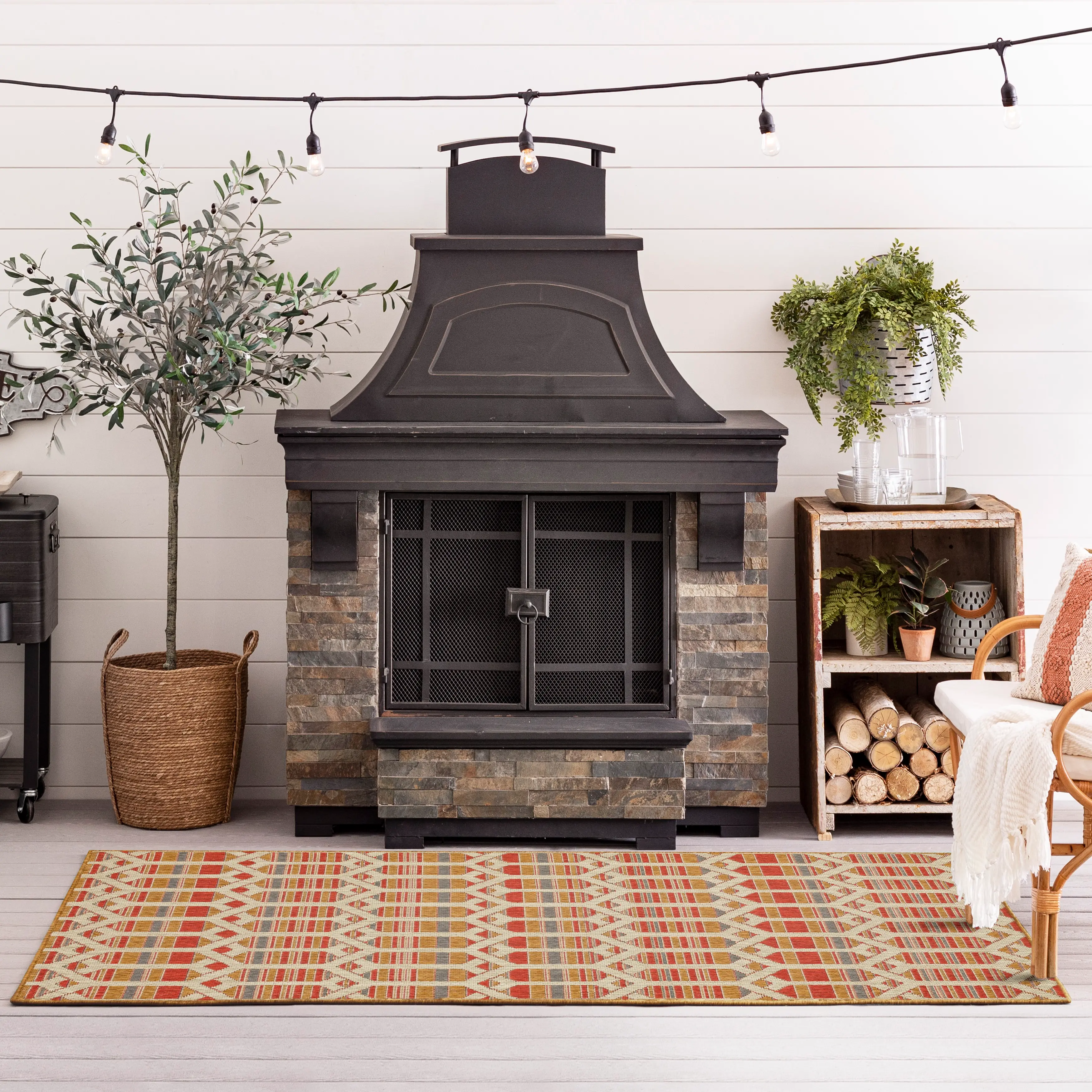 92313-1444/5.3X7.6 Mohawk Outdoor Home 5 x 8 Hex Trellis Tandoori Indoor-Outdoor Rug-7