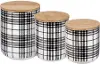 Large Black Plaid Canister