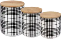 Large Black Plaid Canister