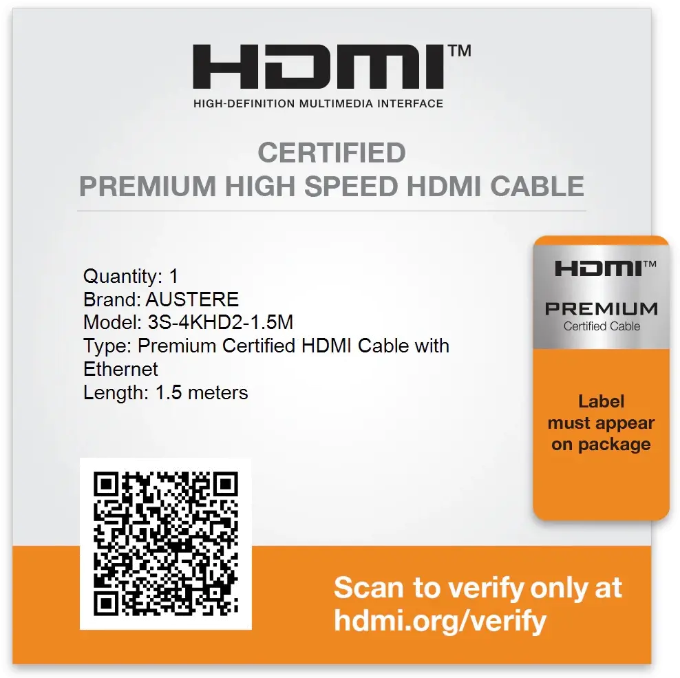 Austere III Series 4K HDMI Cable 2.5m-13