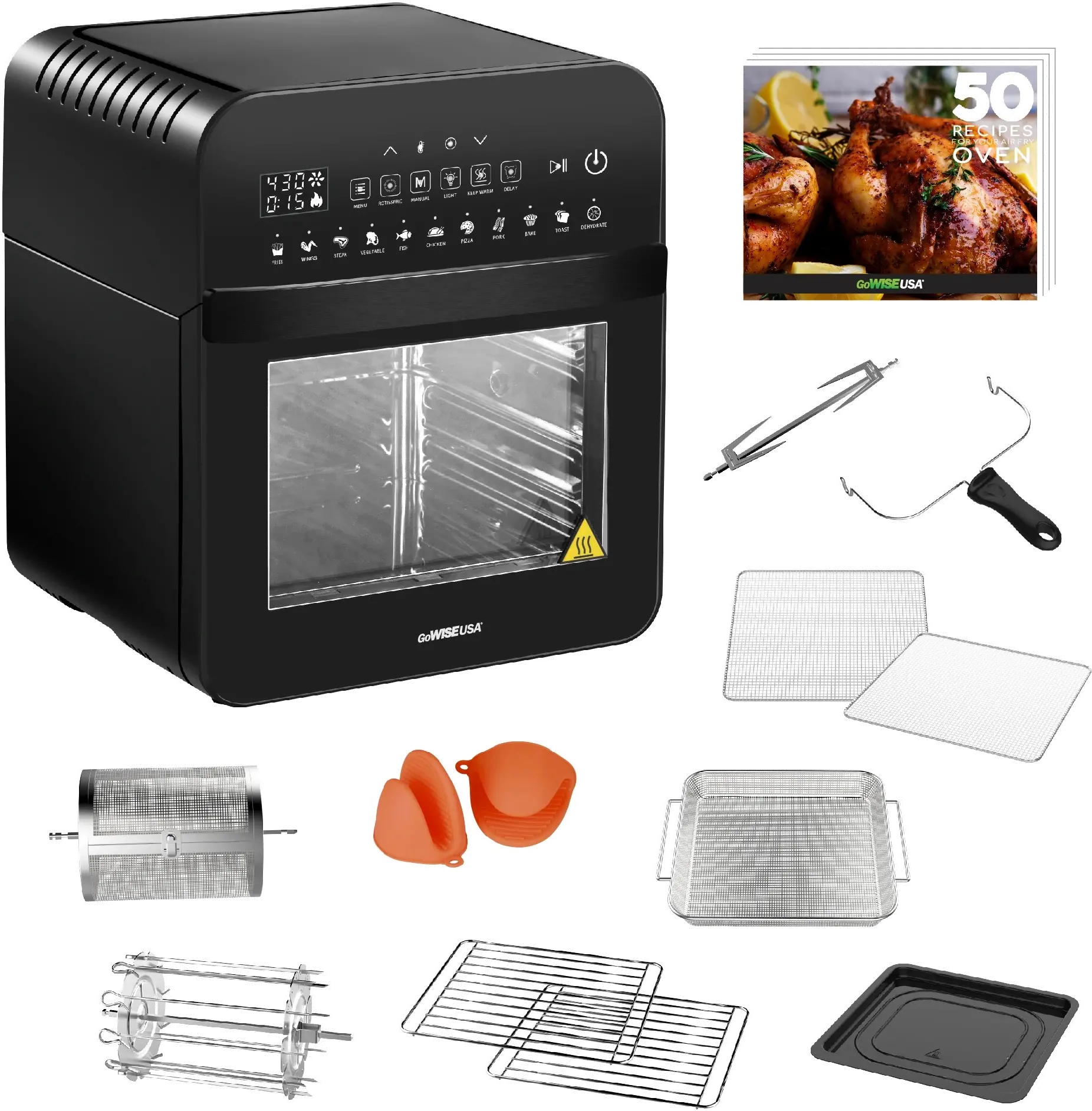 GoWise Air Fryer Ultra with Rotisserie - Black-6