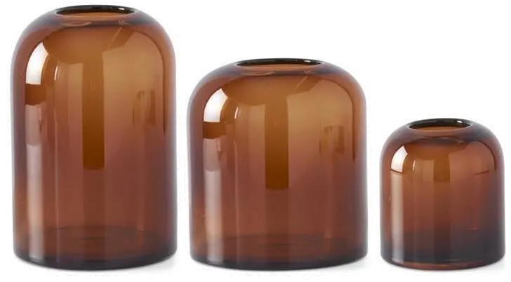 Large 9.75 Inch Amber Glass Vase-1