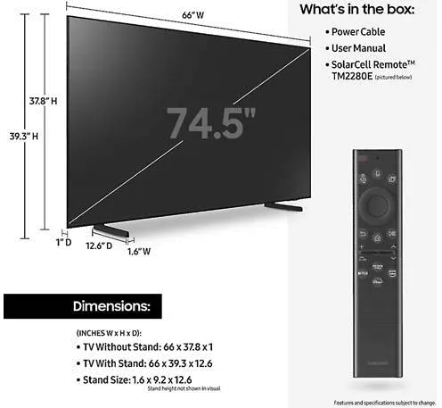 QN75Q60BAFXZA Samsung 75  Q60B Smart QLED 4K UHD TV with HDR-10