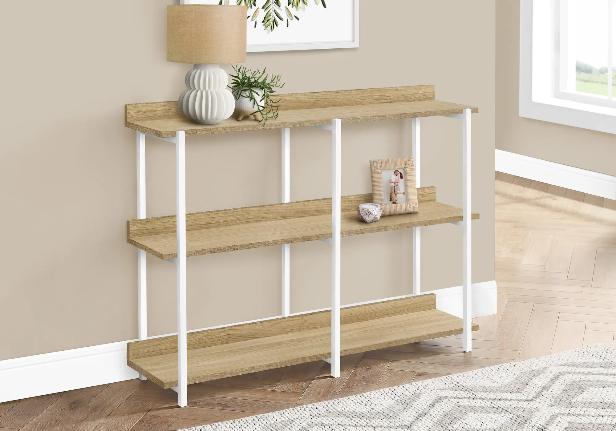 Cameron Light Brown  3-Tier Console Table-2