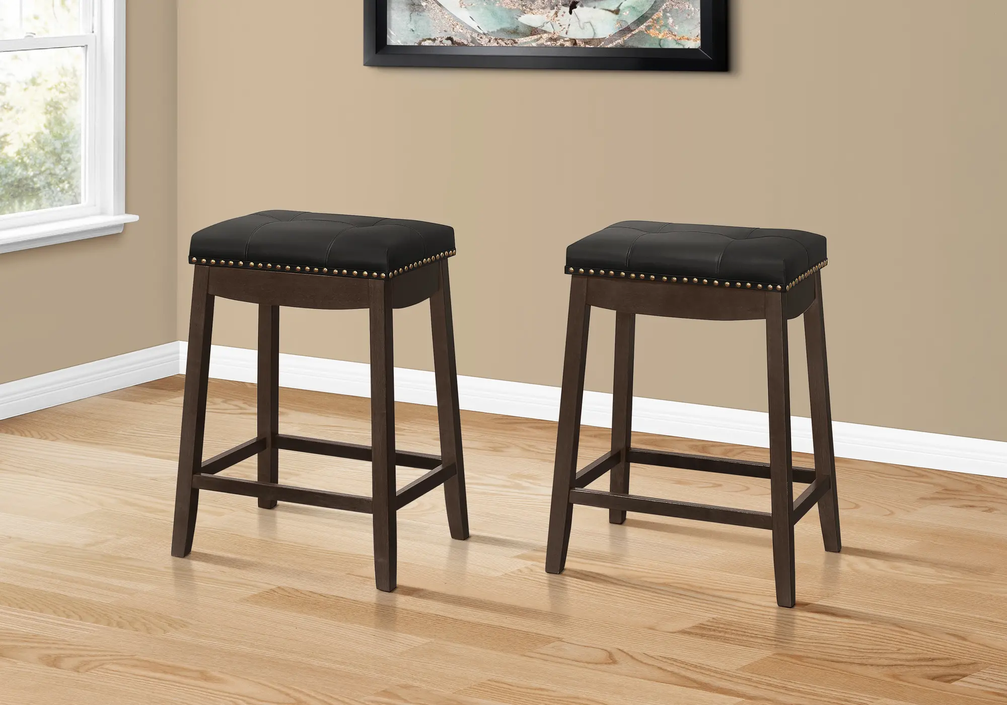 Monarch Stud Dark Brown Counter Height Stool, Set of 2-2