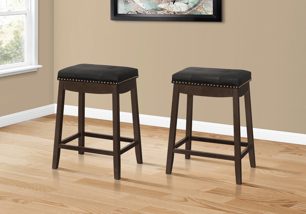 Monarch Stud Dark Brown Counter Height Stool Set of 2