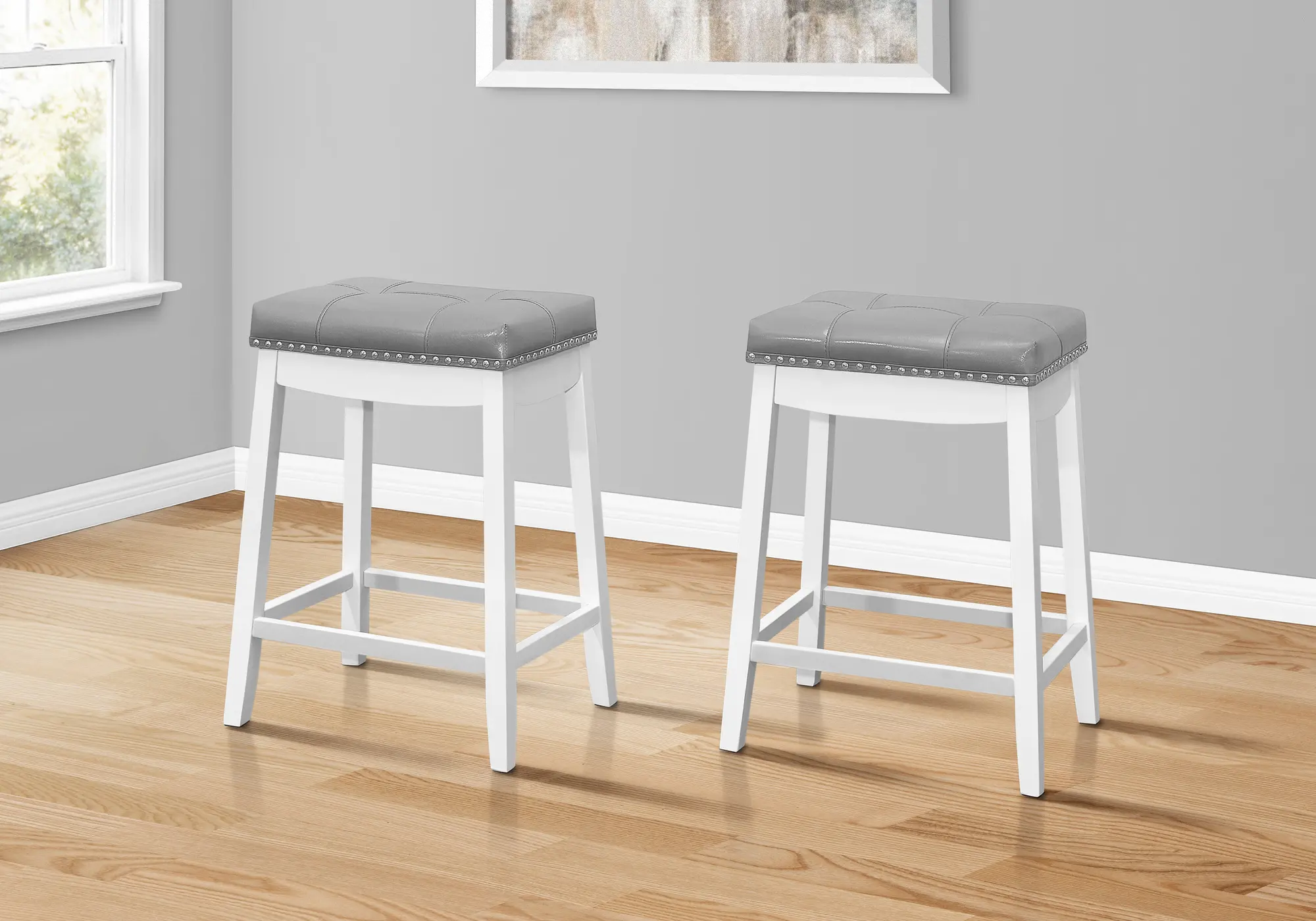 Monarch White and Gray Counter Height Stool, Set of 2-2