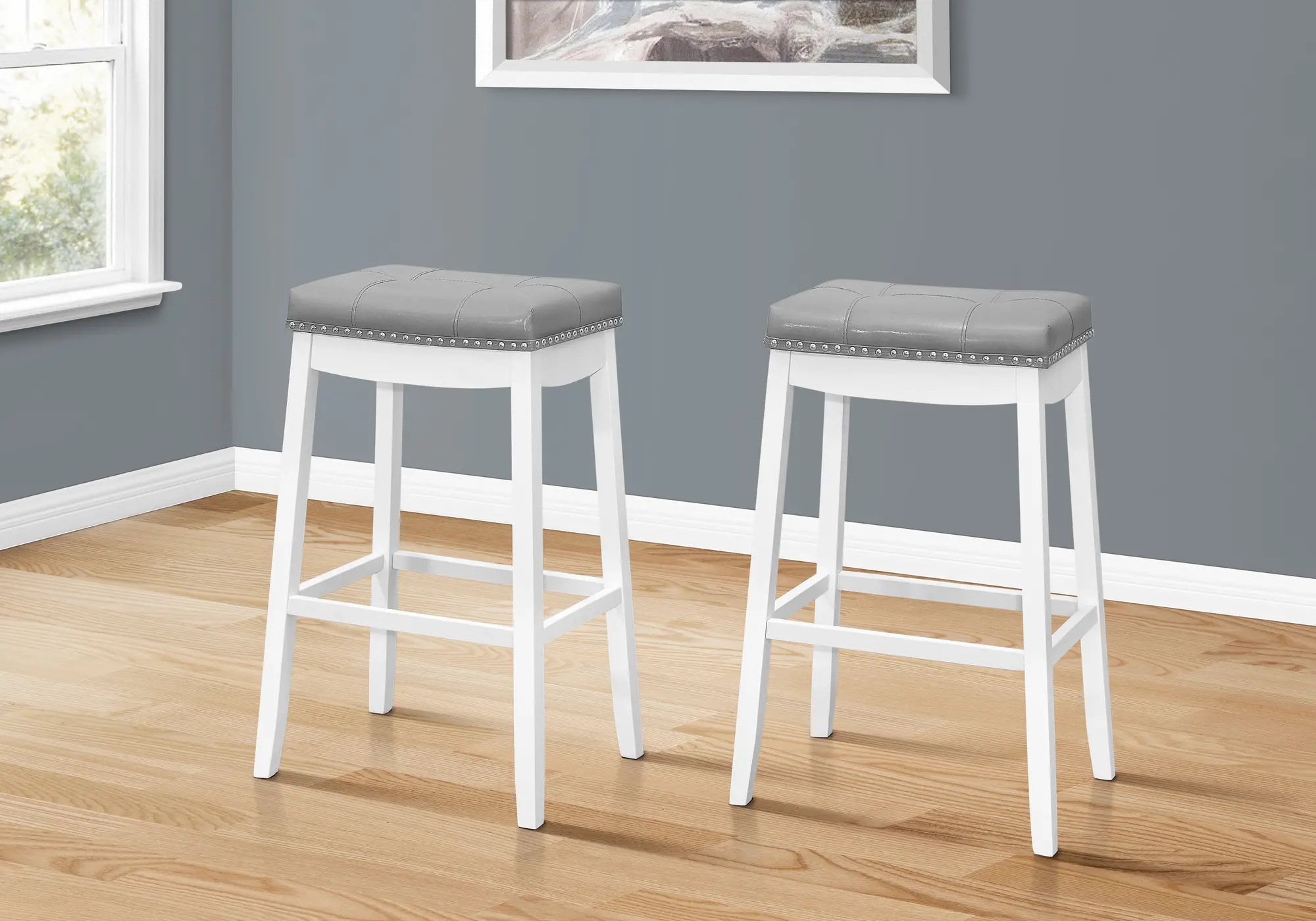 Monarch White and Gray Bar Stool, Set of 2-2