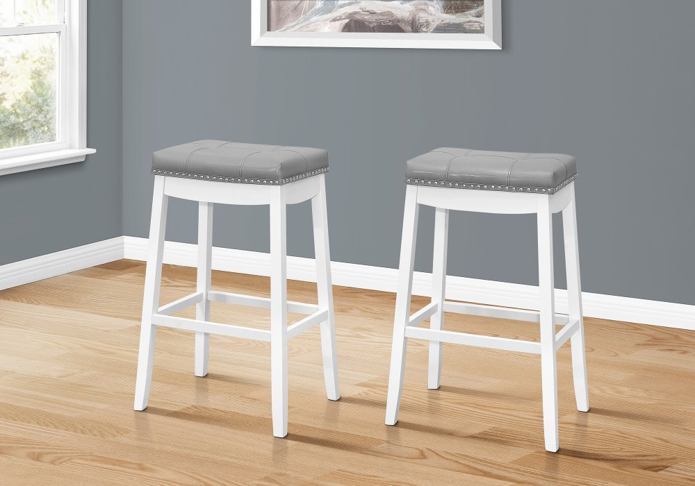 Monarch White and Gray Bar Stool Set of 2