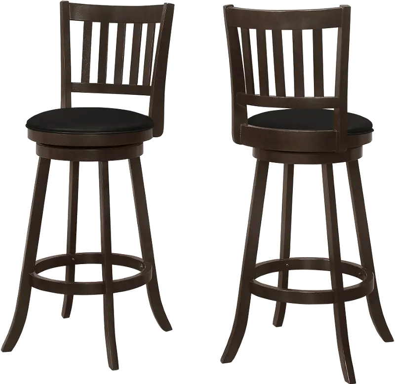 Monarch Dark Brown Swivel Bar Stool, Set of 2