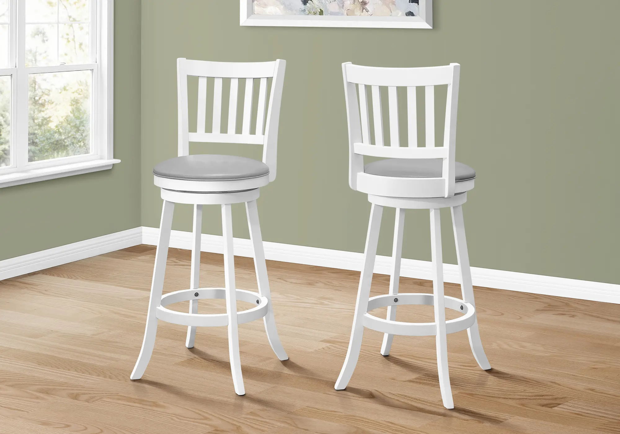 Monarch White and Gray Swivel Bar Stool, Set of 2-2