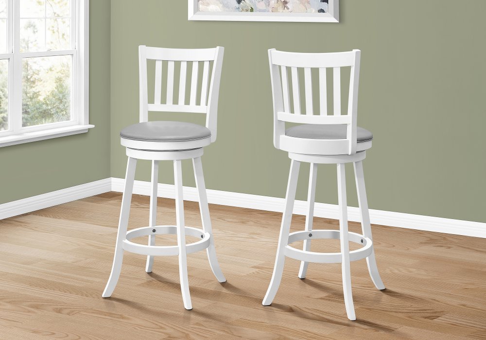 Monarch White and Gray Swivel Bar Stool Set of 2