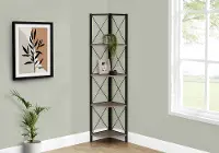 Jaden Dark Taupe 4-Tier Corner Bookcase