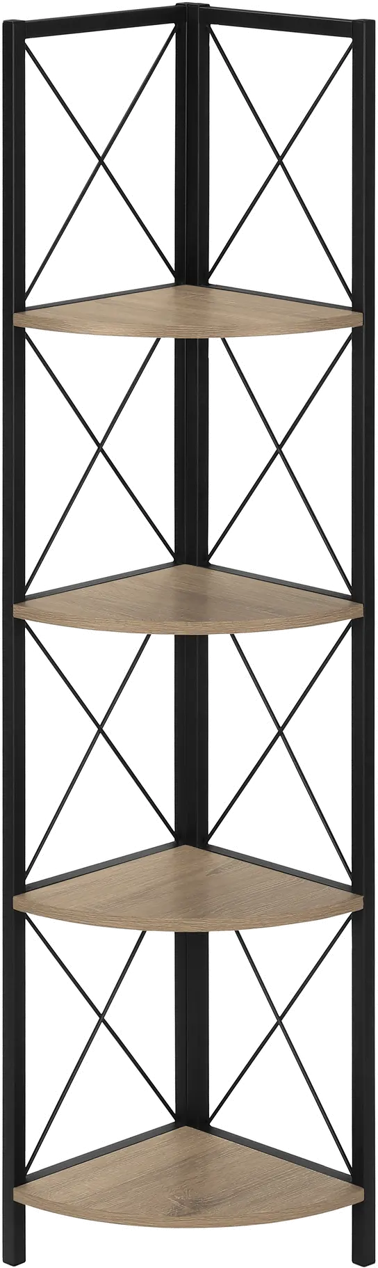 Jaden Dark Taupe 4-Tier Corner Bookcase-1