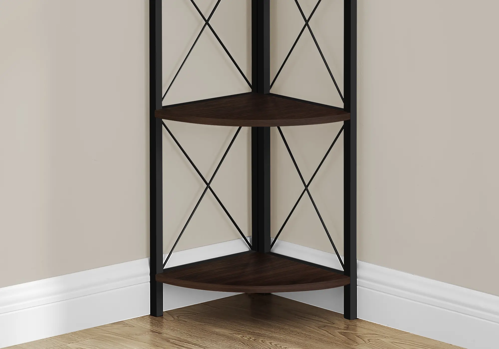 Jaden Dark Brown 4-Tier Corner Bookcase-3