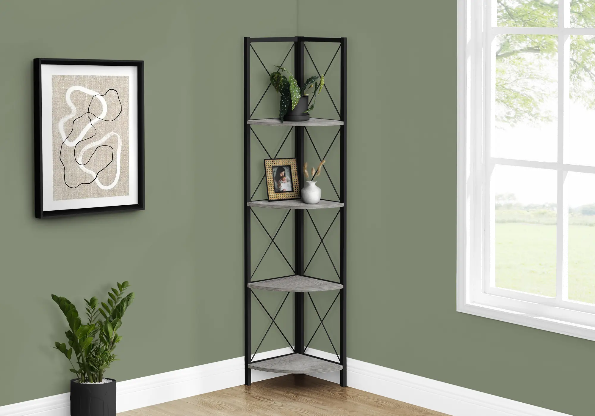 Jaden Gray 4-Tier Corner Bookcase-2