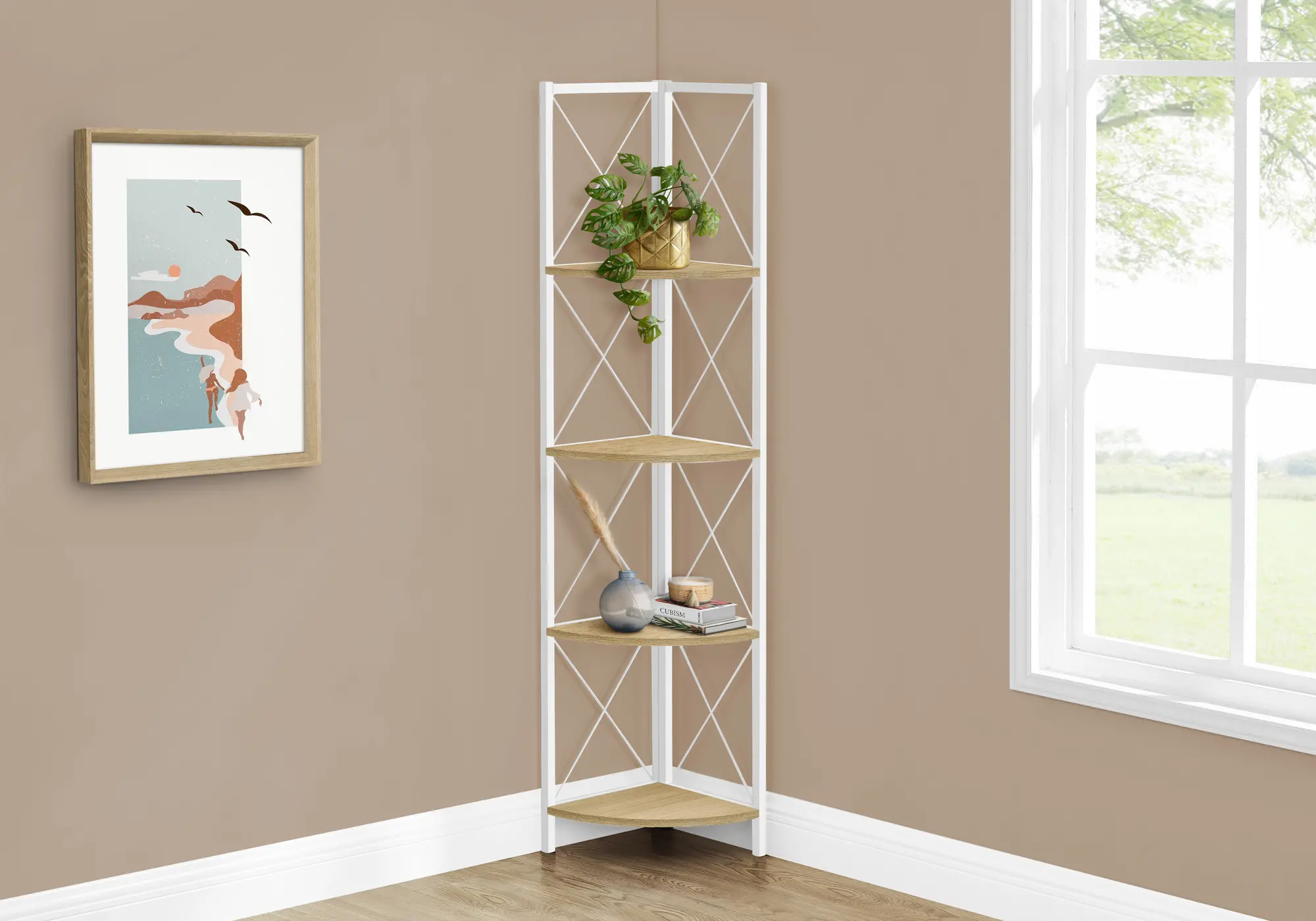 Jaden White 4-Tier Corner Bookcase-2