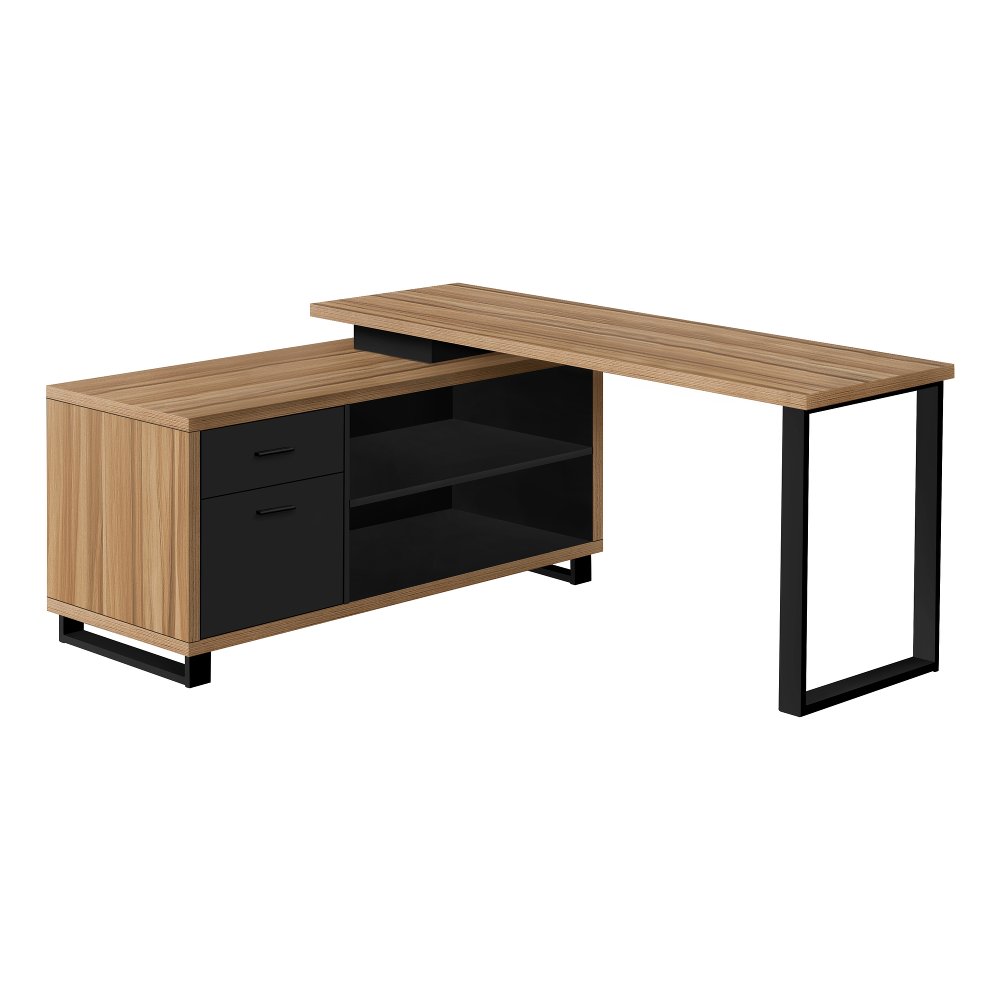 Monarch Light Brown 72" L Shaped Computer Desk