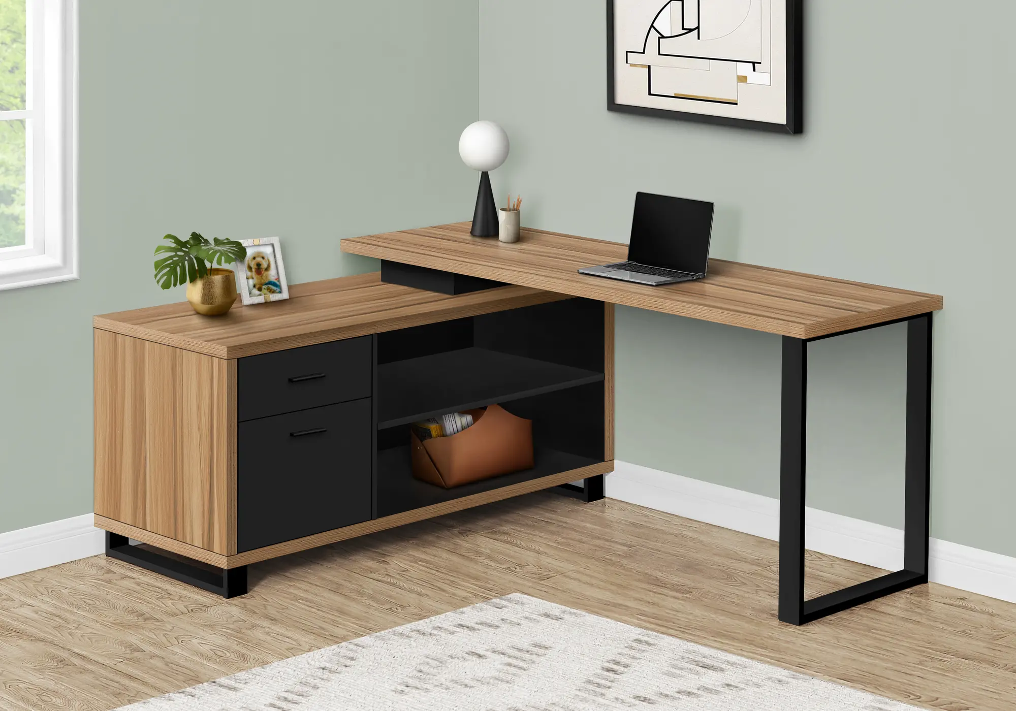 Monarch Light Brown 72  L Shaped Computer Desk-2