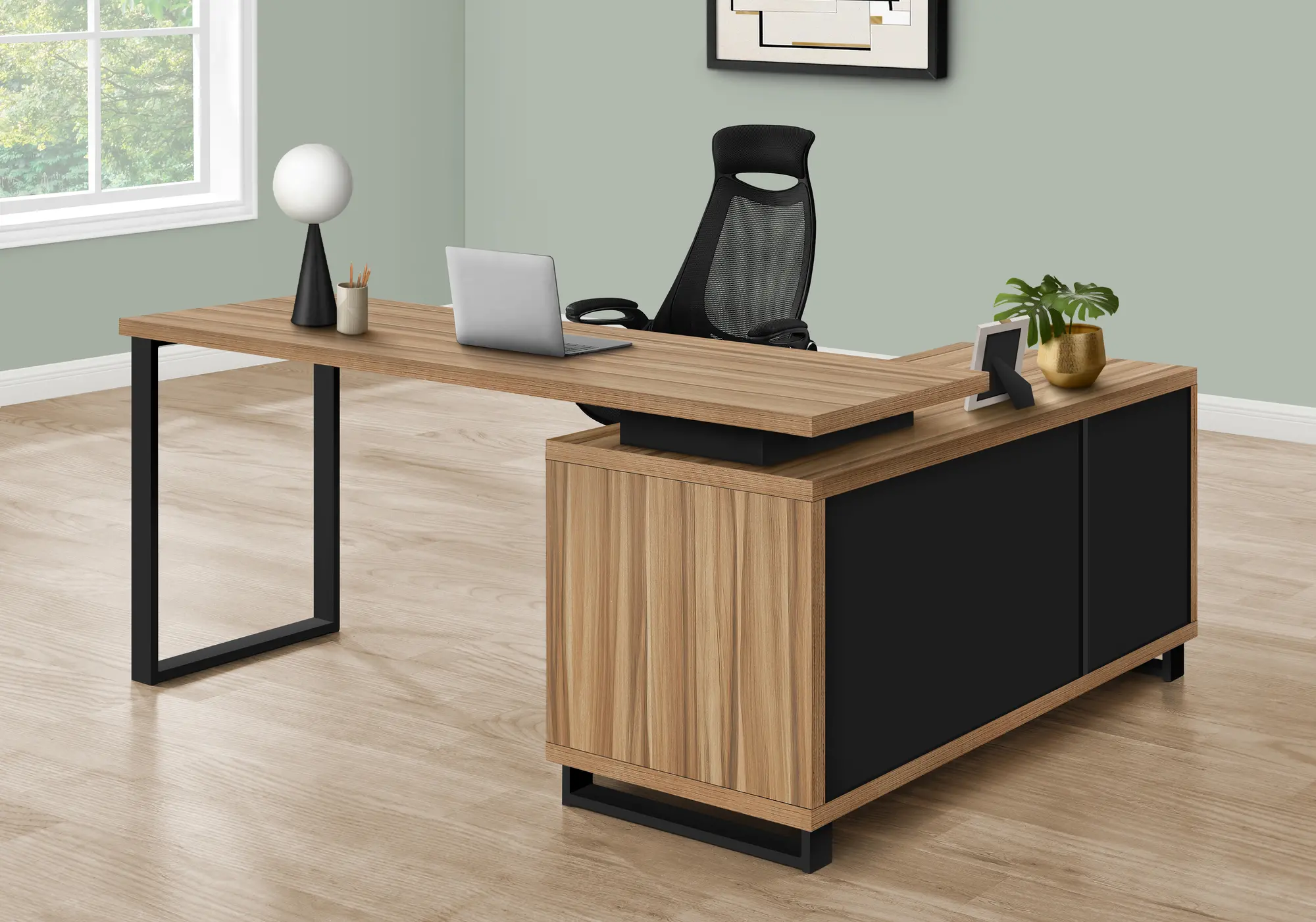 Monarch Light Brown 72  L Shaped Computer Desk-5