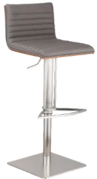 LCCASWBAGRB201 Café Gray and Chrome Adjustable Height Bar Stool