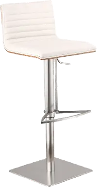 LCCASWBAWHB201 Café White and Chrome Adjustable Height Bar Stool