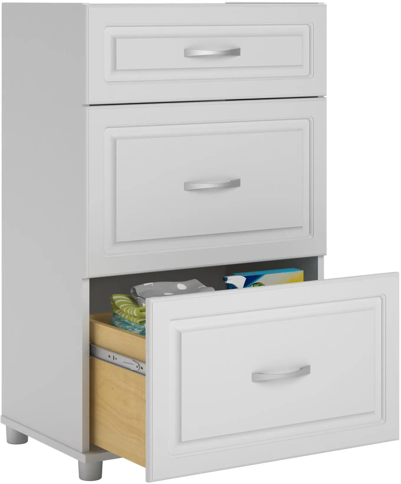 Kendall White 24  3 Drawer Base Cabinet-1
