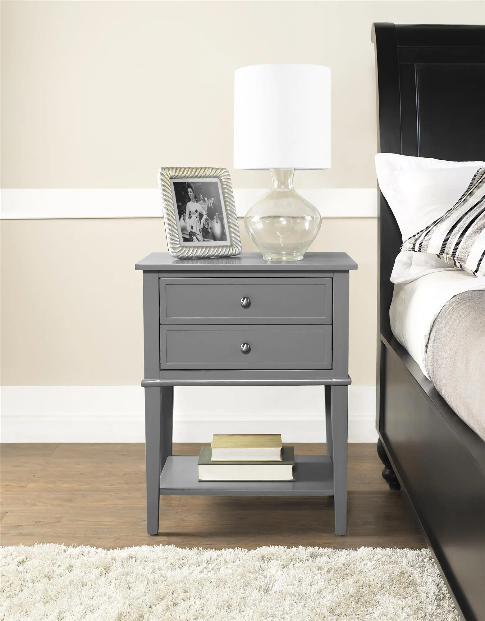 Franklin Gray Accent Table with 2 Drawers-2