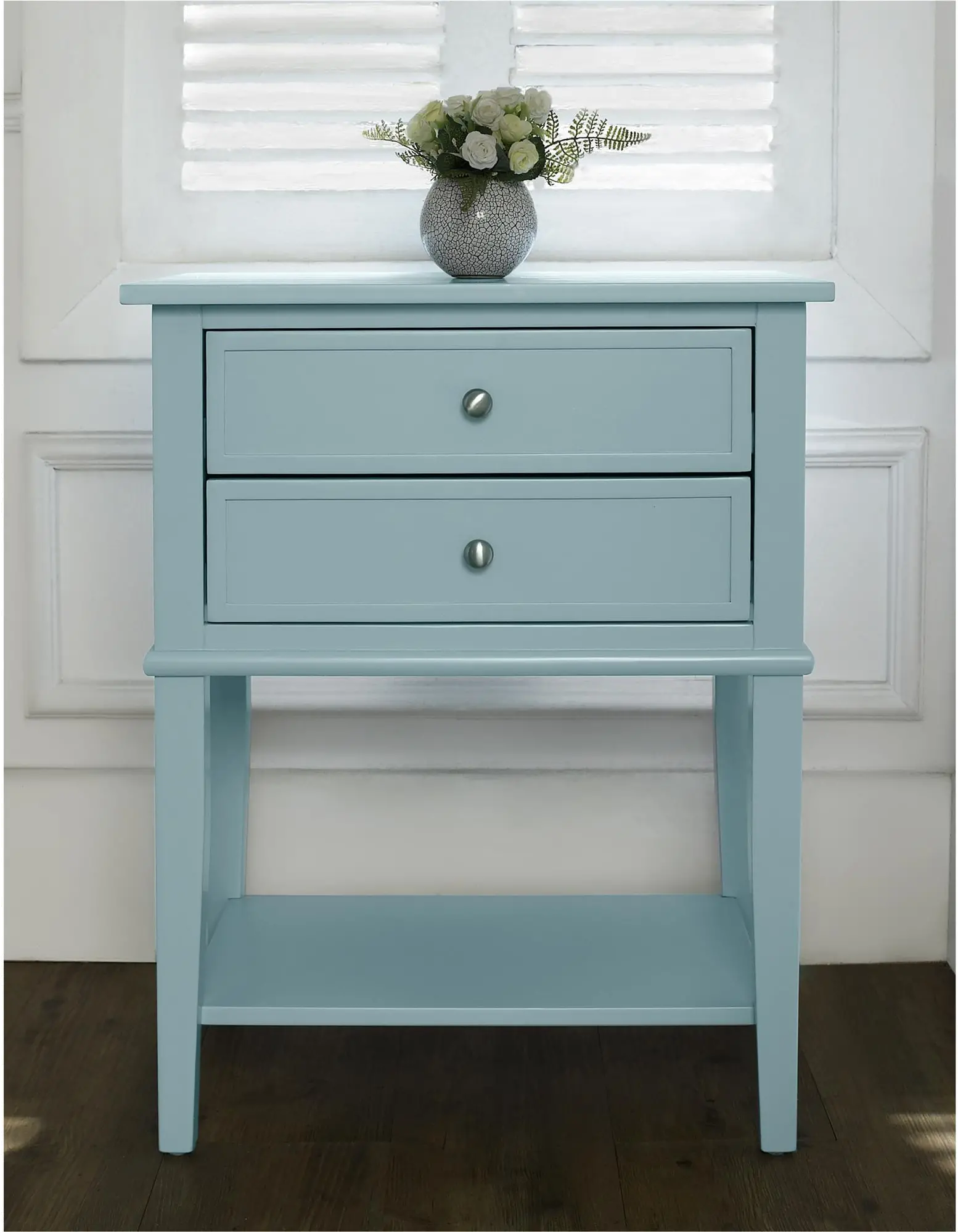 Franklin Light Blue Accent Table with 2 Drawers-2