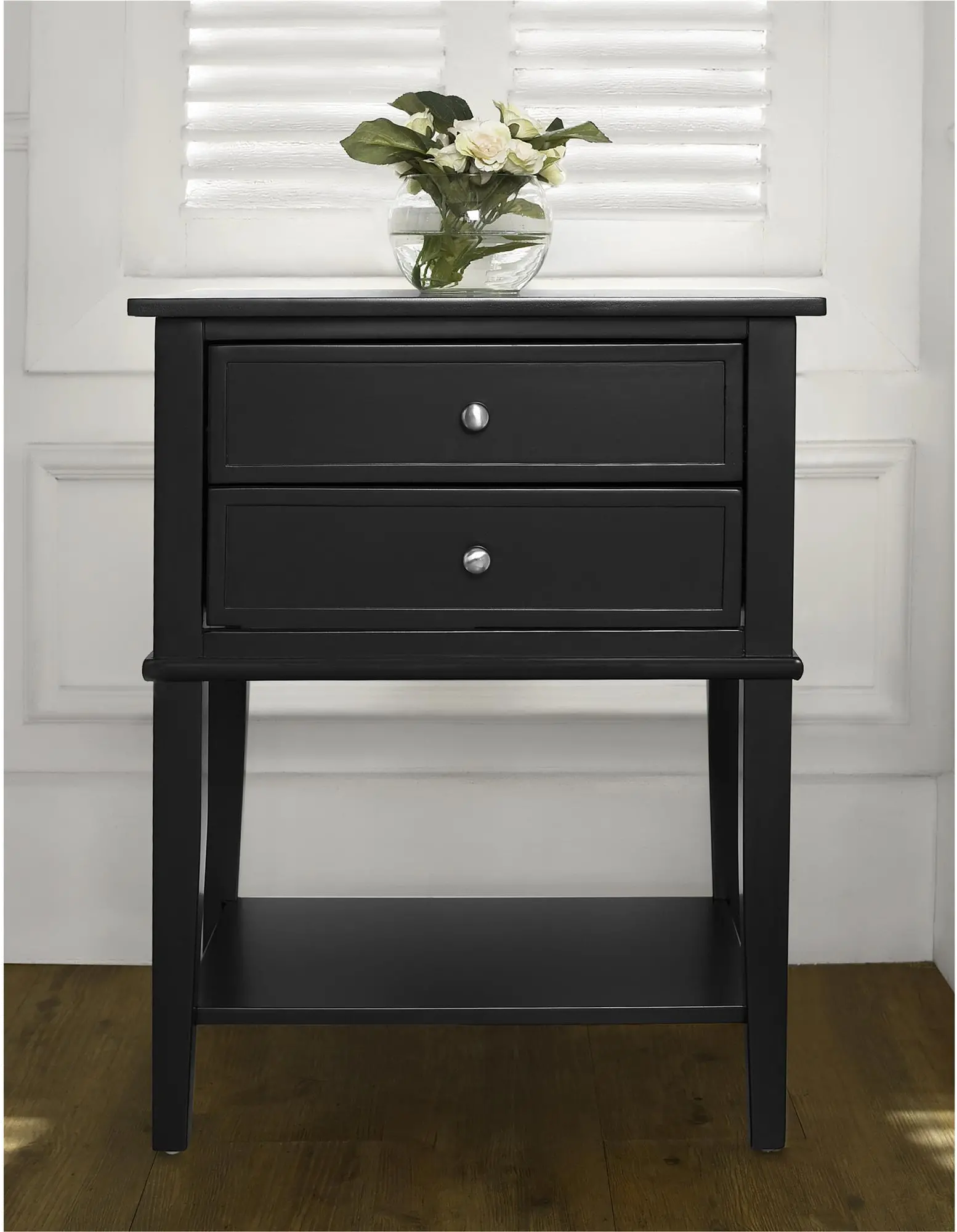 Franklin Black Accent Table with 2 Drawers-2