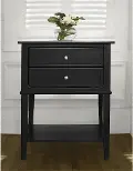 Franklin Black Accent Table with 2 Drawers