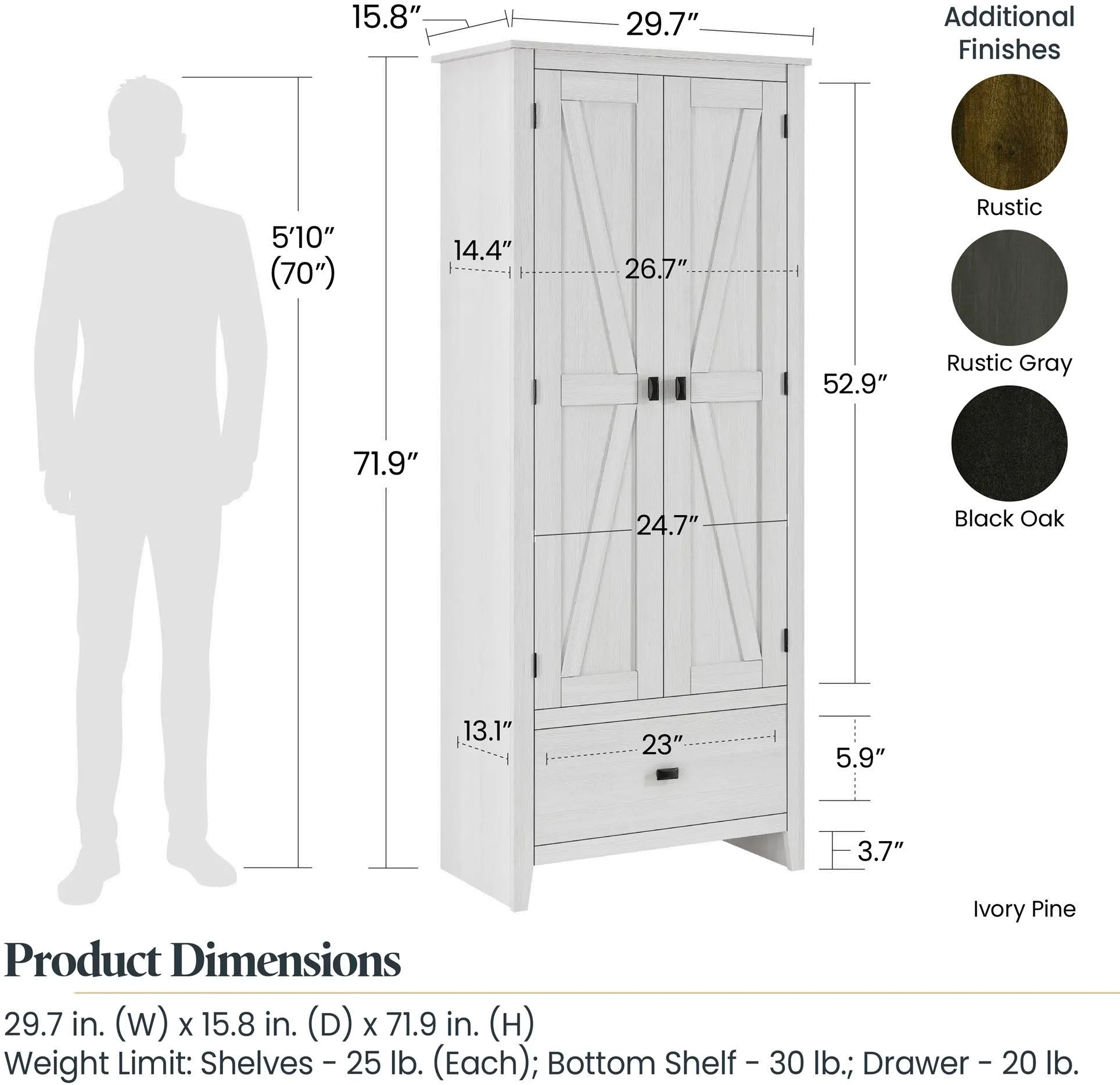 Farmington Brown 30  Wide Storage Cabinet-8