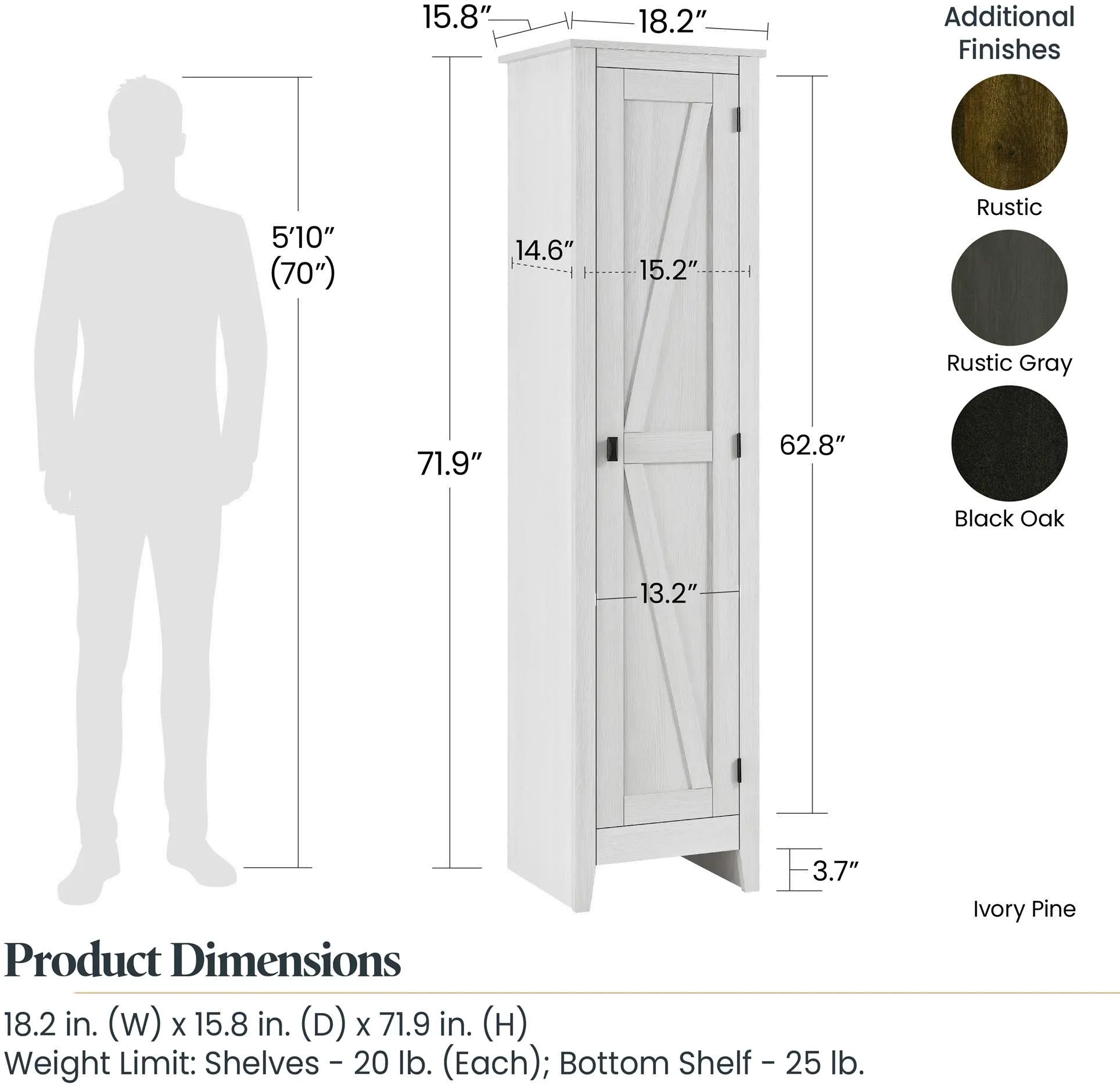 Farmington Gray 18  Wide Storage Cabinet-7