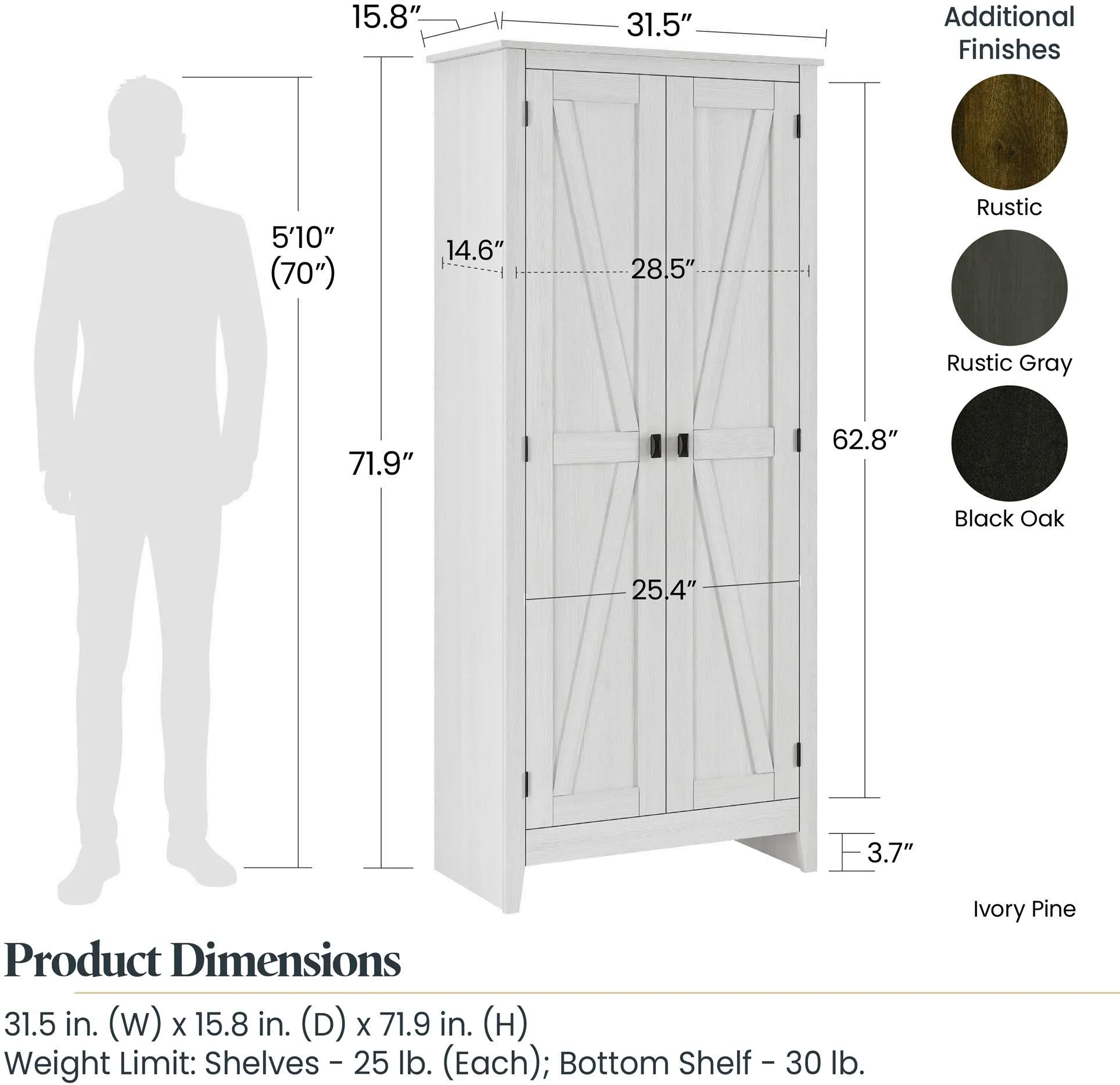 Farmington Black 31.5  Wide Storage Cabinet-6