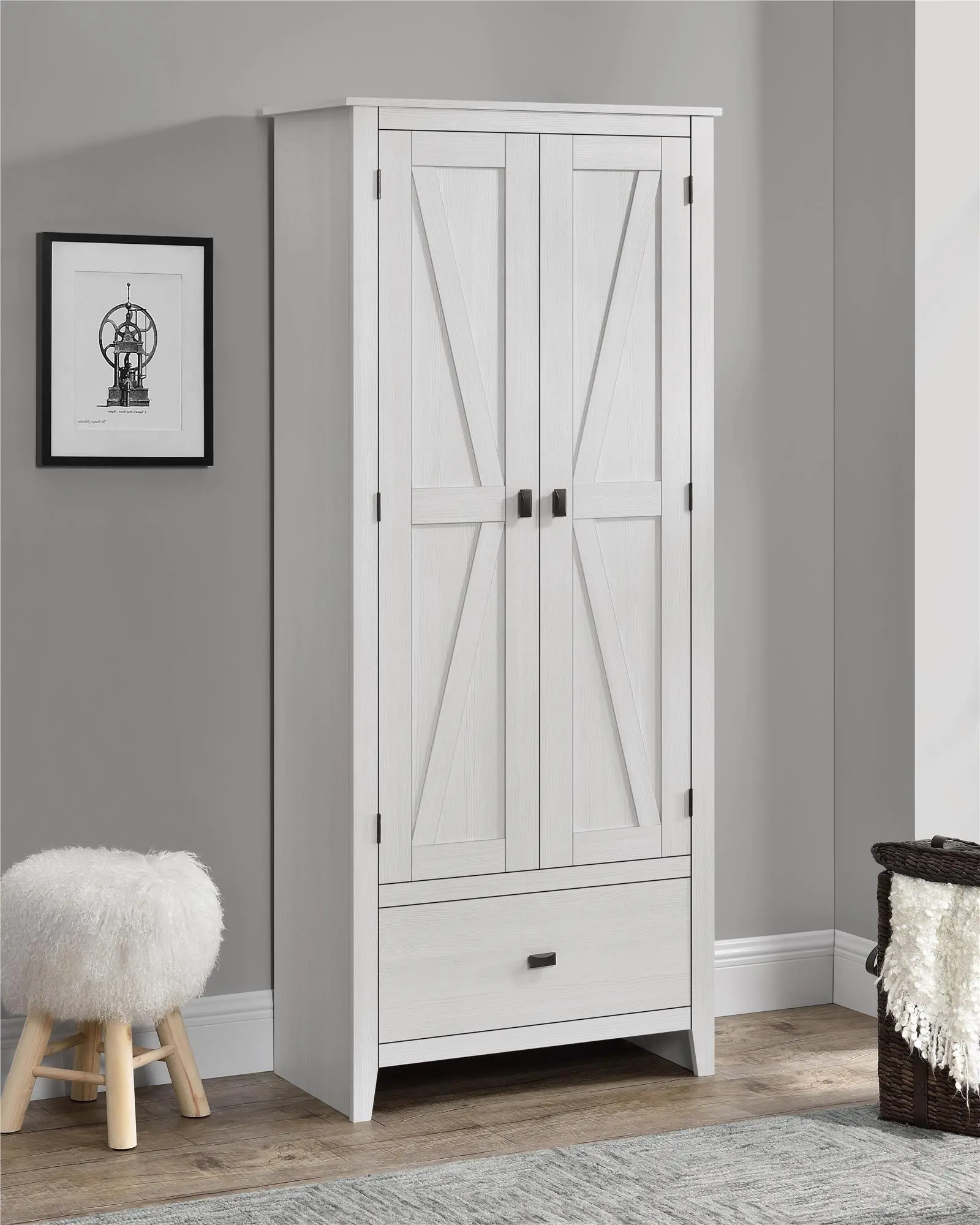 Farmington White 30  Wide Storage Cabinet-2