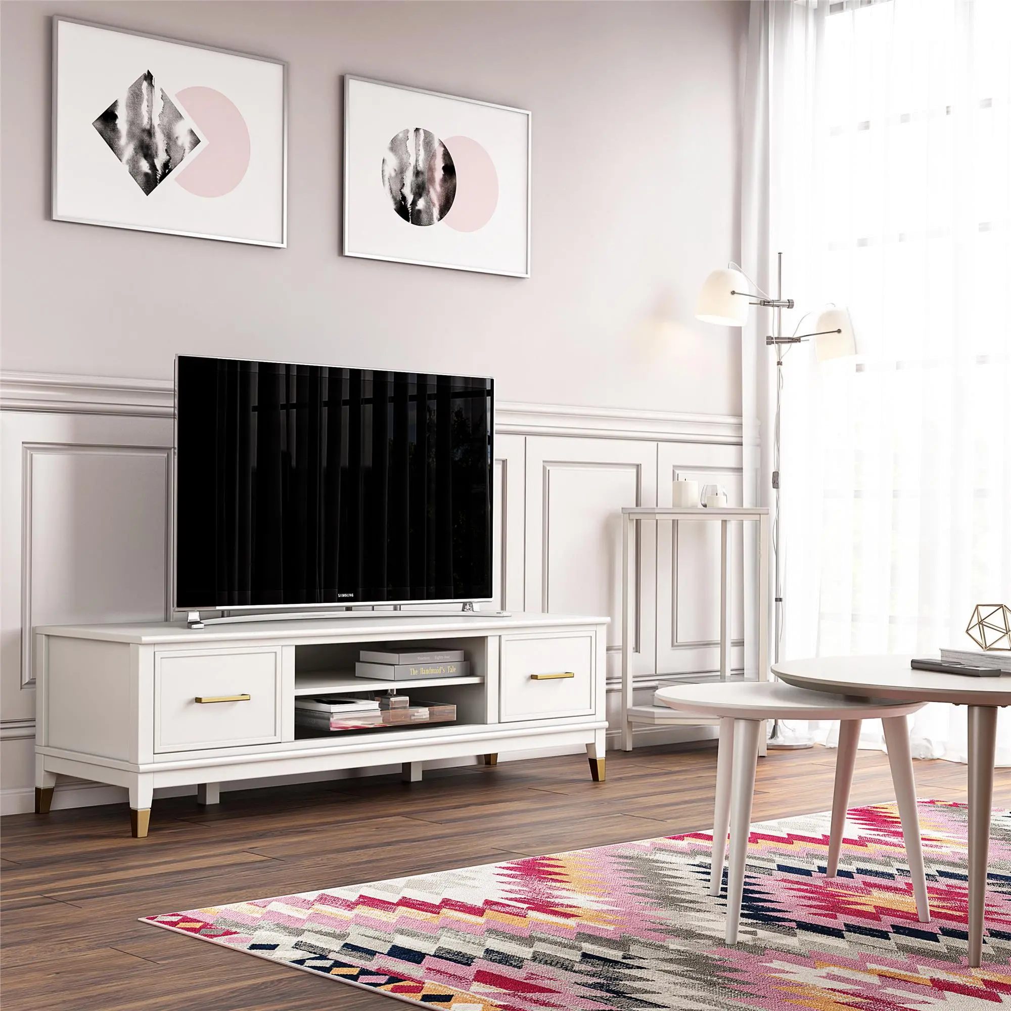 Westerleigh White 65  TV Stand-2