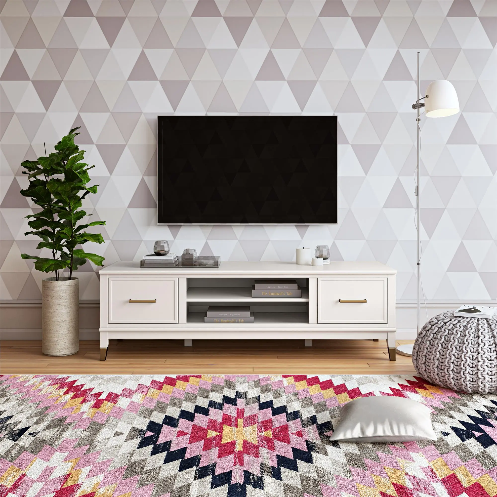 Westerleigh White 65  TV Stand-3