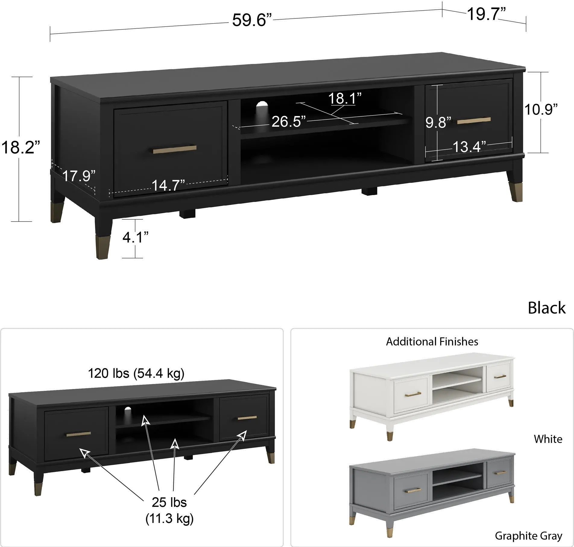 Westerleigh Black 65  TV Stand-8