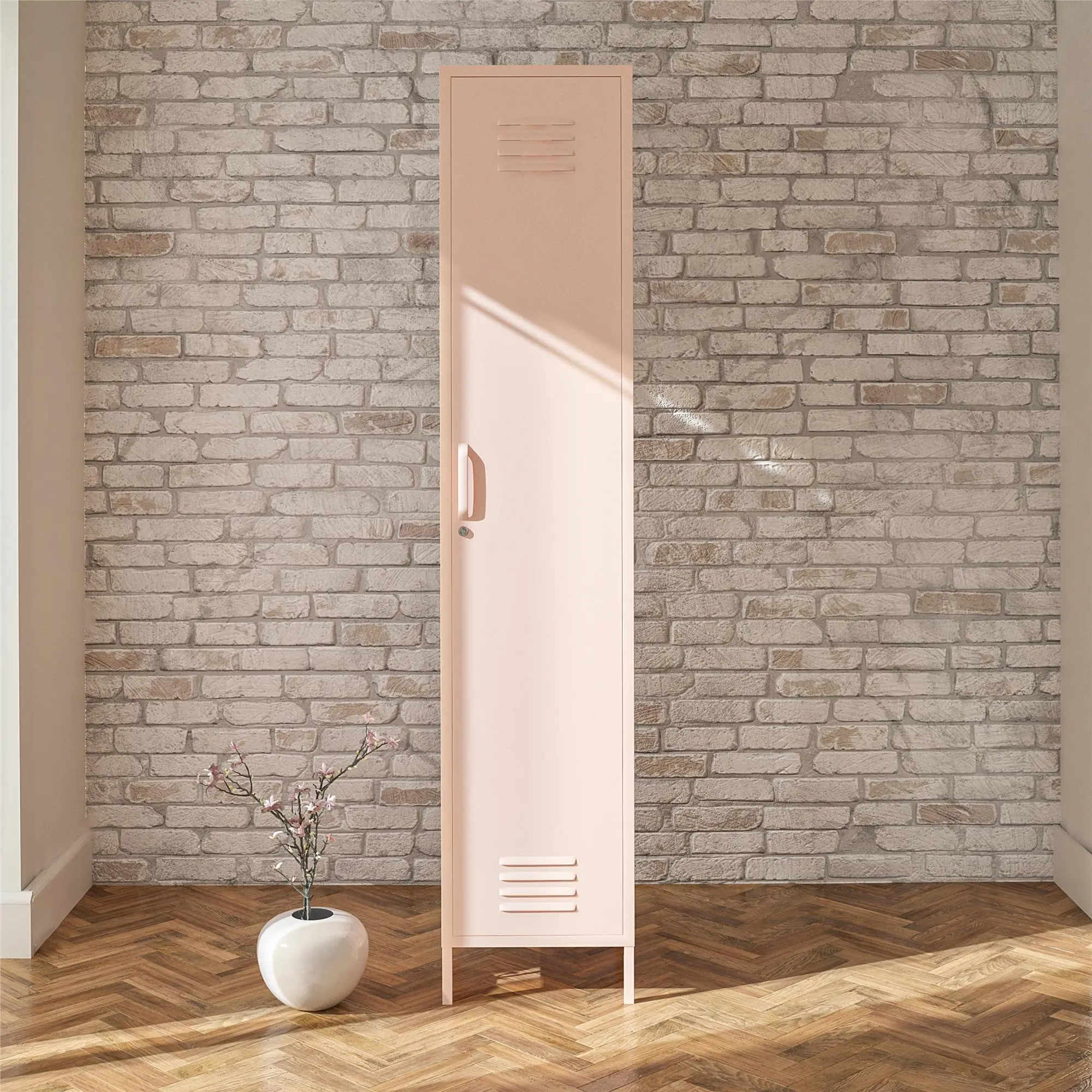 Mission Pink Single Metal Locker Storage Cabinet-2