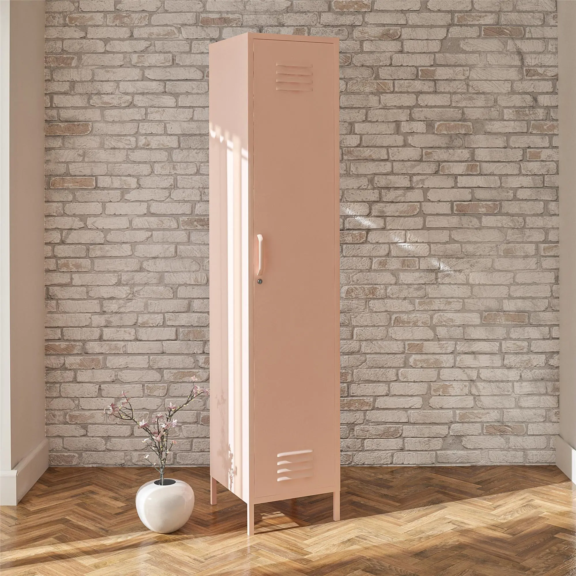 Mission Pink Single Metal Locker Storage Cabinet-3