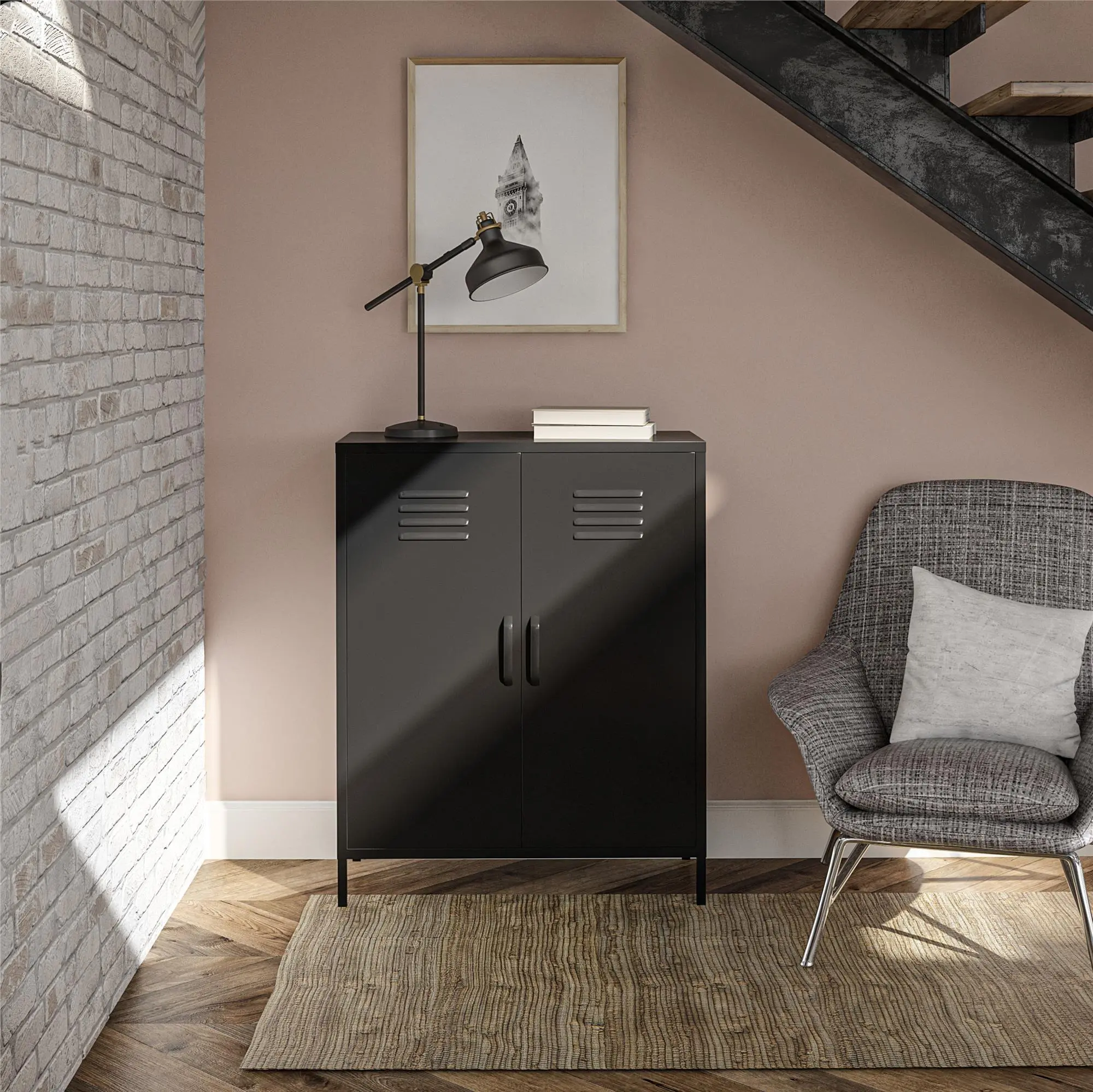 Mission Black 2 Door Metal Locker Storage Cabinet-2