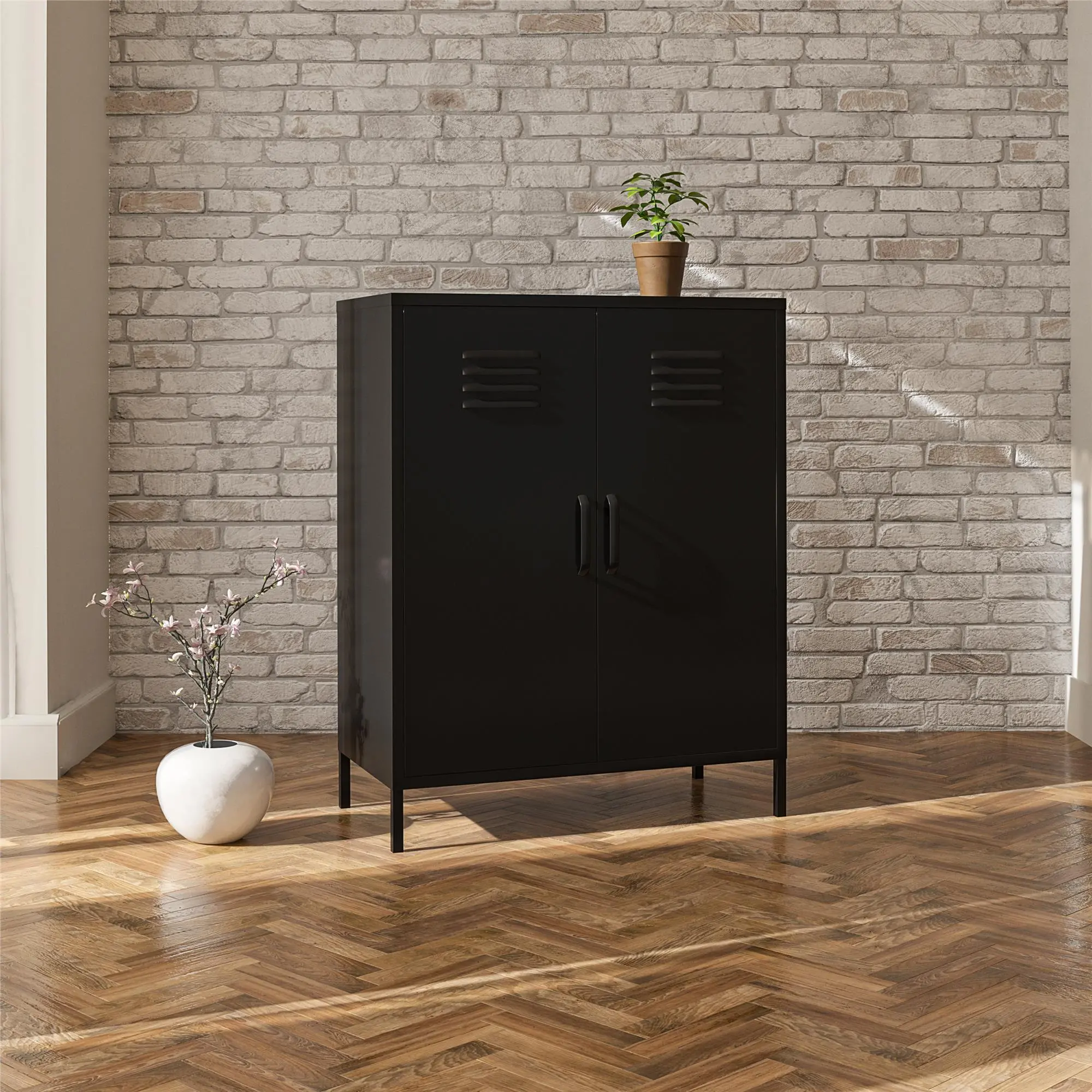 Mission Black 2 Door Metal Locker Storage Cabinet-3