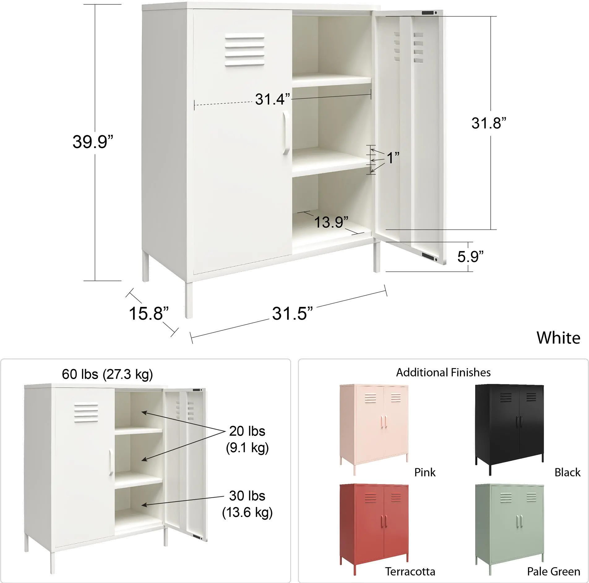 Mission Black 2 Door Metal Locker Storage Cabinet-7