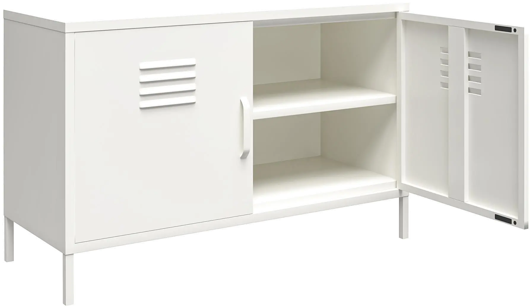 Mission White 2 Door Metal Locker Accent Cabinet-4