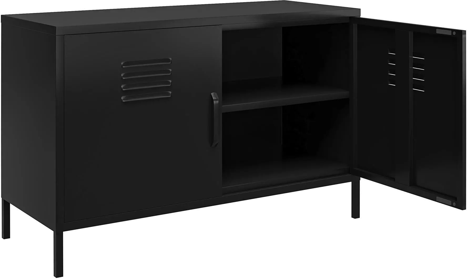 Mission Black 2 Door Metal Locker Accent Cabinet-4