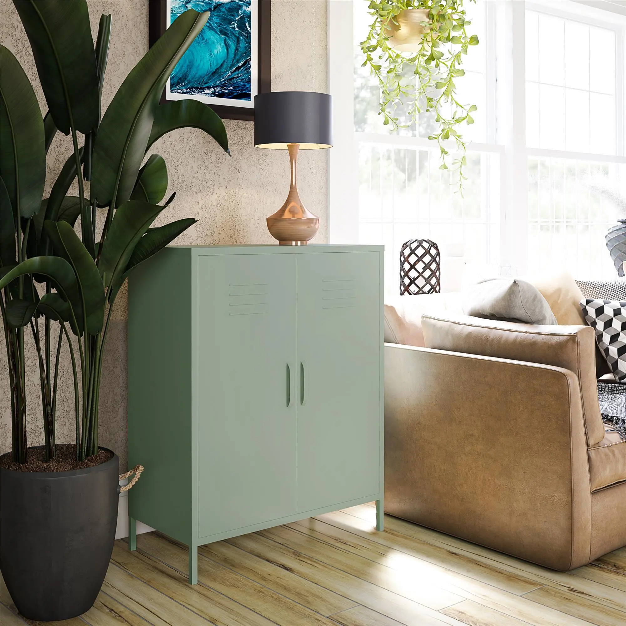 Mission Light Green 2 Door Metal Locker Storage Cabinet-3